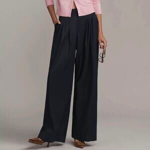 NWT Maeve THE AVERY Black Wide-Leg Pleated Trousers, Size 10